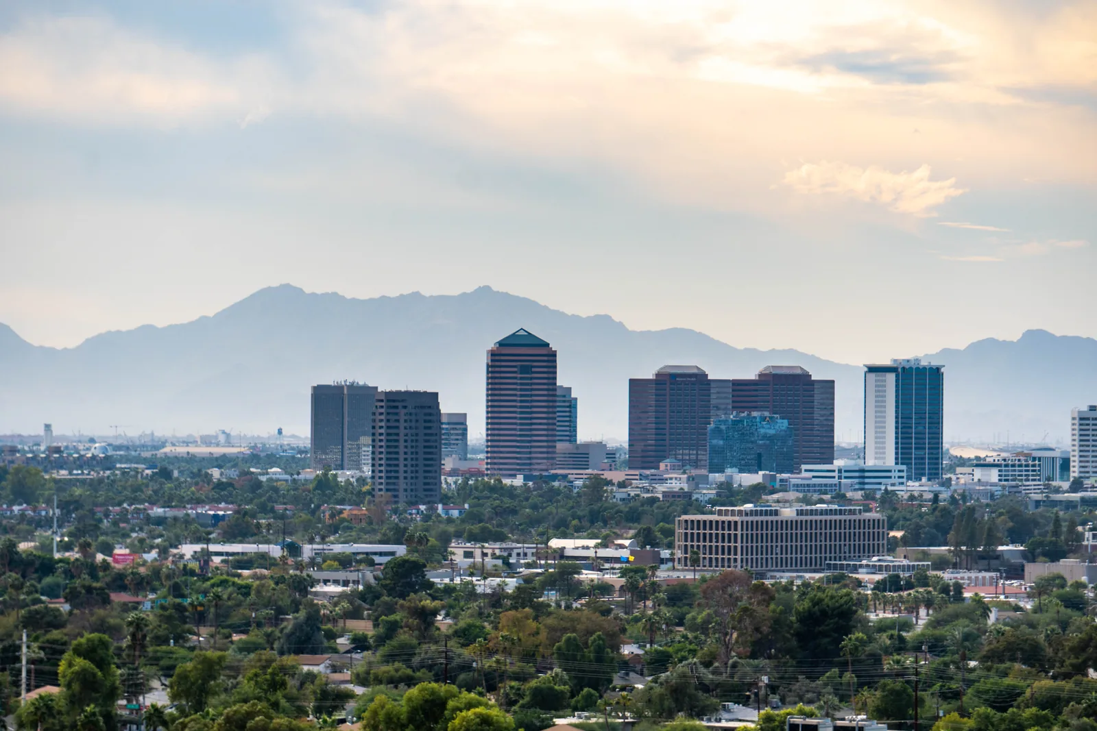 The Phoenix skyline with the mountains behind it